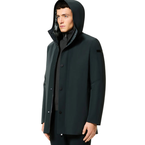 Parka Uomo Double Silicon Floating, con bottoni frontali e cappuccio